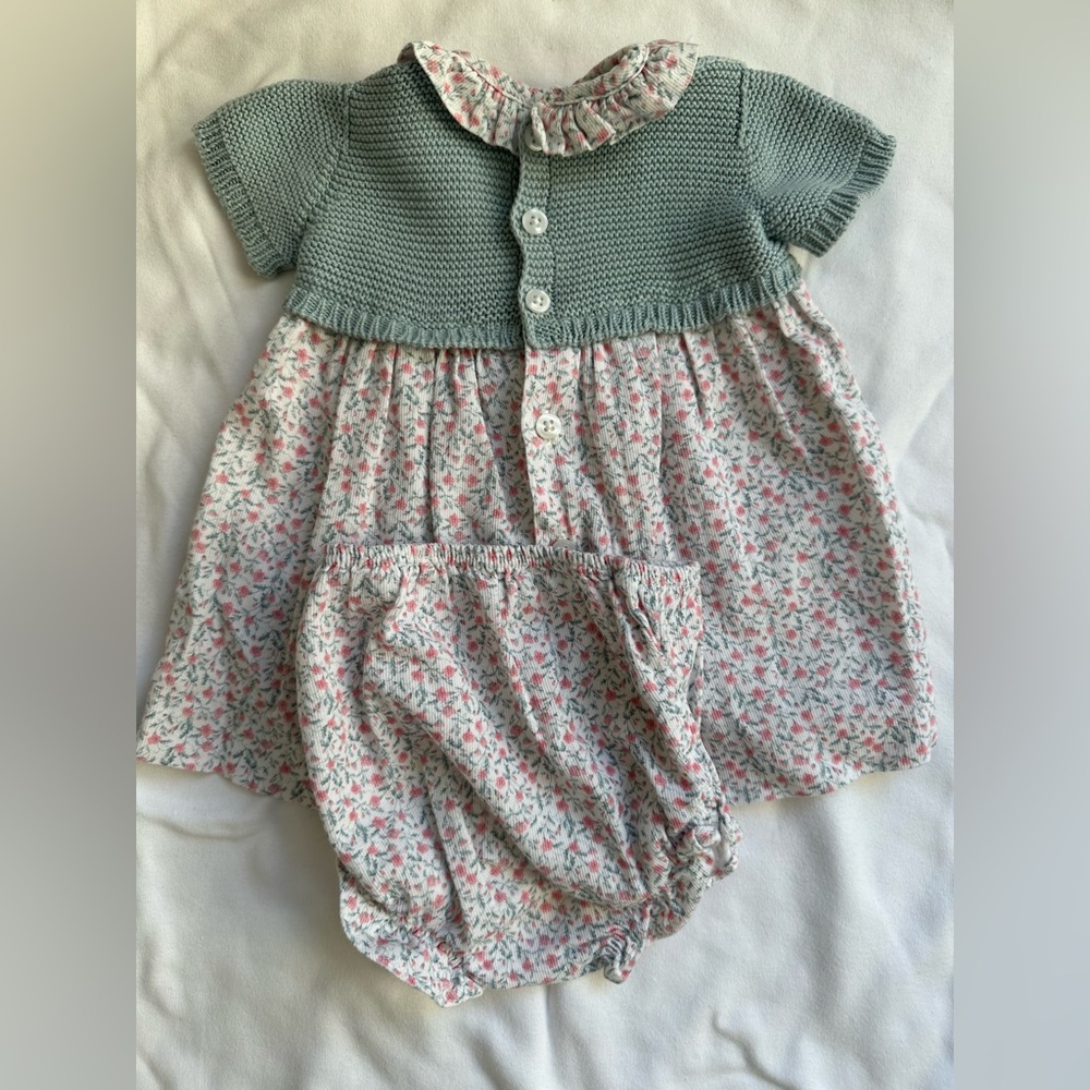 Charming Floral Baby Dress Set - Green and Pink - Picture 3 of 3